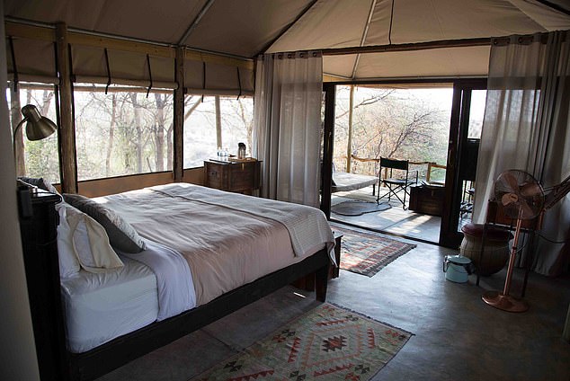 The inside of a similar tent to the one Meghan and Harry stayed in during a trip to Botswana