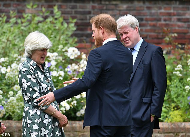 Prince Harry pictured with aunt Lady Jane Fellowes and uncle Early Spencer back in July 2021