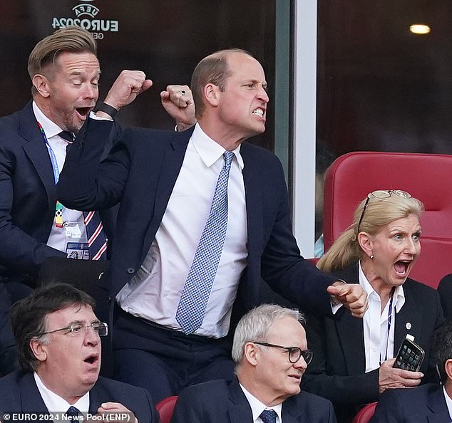 Prince William wearing the Whoop device to England's quarter-final match against Switzerland at Euro 2024