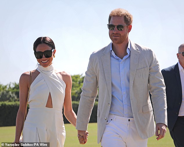 Harry and Meghan pictured in Florida for a charity polo match - which was filmed for a Netflix documentary on the elite sport