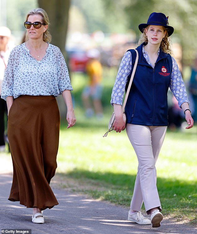 Sophie walks with one hand in her pocket at the Royal Windsor Horse Show in 2022