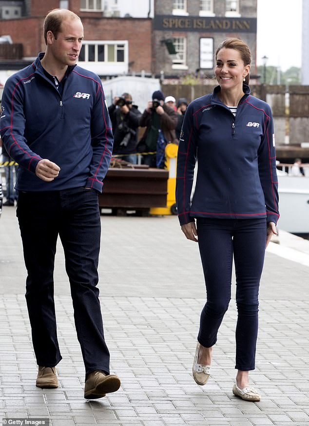 Prince William appears laidback at he strides along the pavement in Portsmouth with one hand in his jeans pocket in 2015