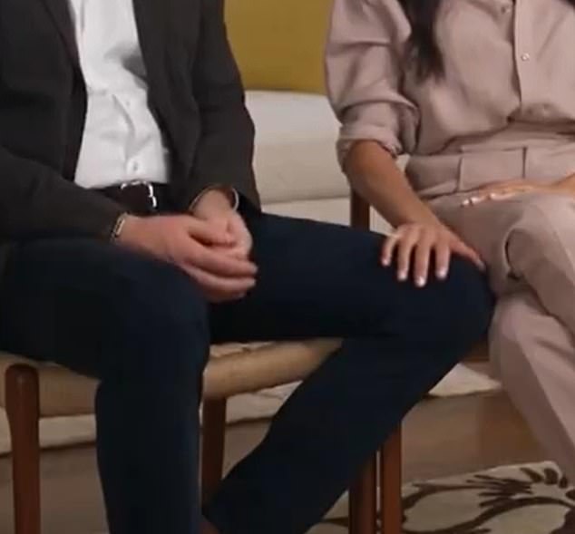 The Duchess was seen lovingly clutching her husband's knee as she spoke, spilling for the second time ever about feelings she was subjected to as a working royal