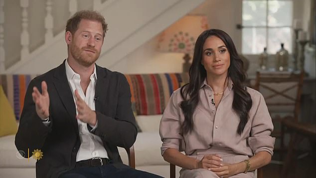 Prince Harry and his wife Meghan discussed child safety online during an interview on CBS News Sunday Morning (pictured)