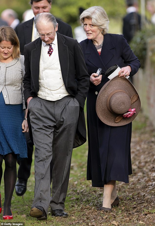 Robert Fellowes and Lady Jane Fellowes are pictured at the wedding of William Duckworth-Chad and and Lucy Greenwell