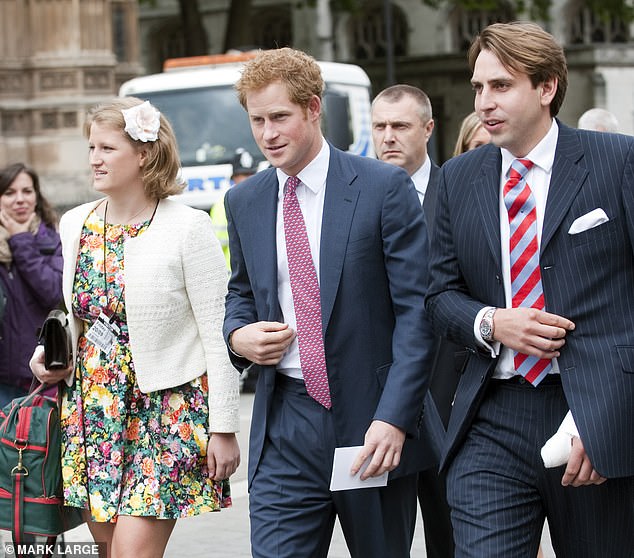 Prince Harry attends the wedding of Lord Fellowes's son Alexander Fellowes to Alexandra Finlay at the Chapel of St Mary Undercroft in the Houses of Parliament in September 2013