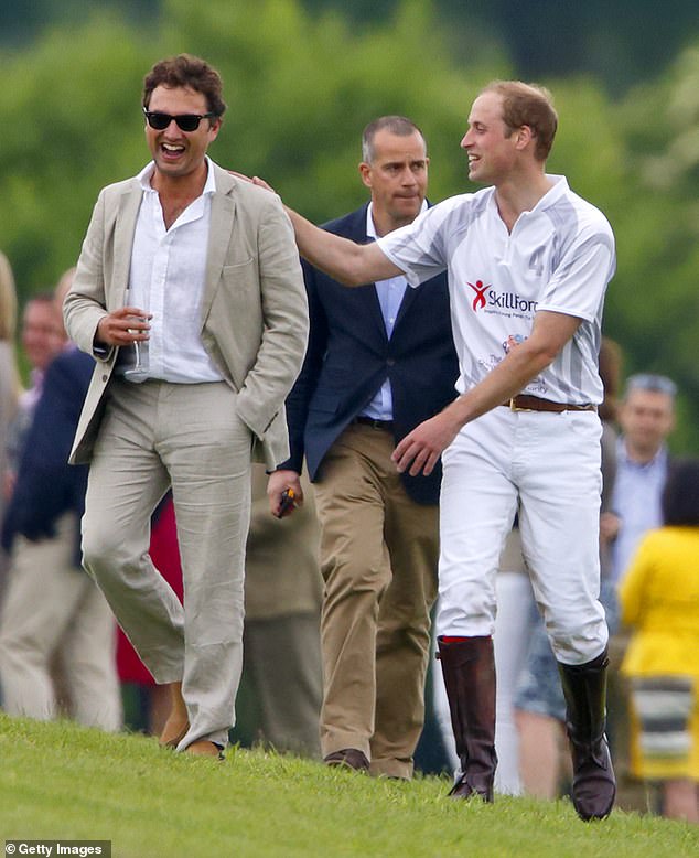 Thomas van Straubenzee has been close friends with both William and Harry since attending Ludgrove School together. Above: The pair after playing polo in 2014