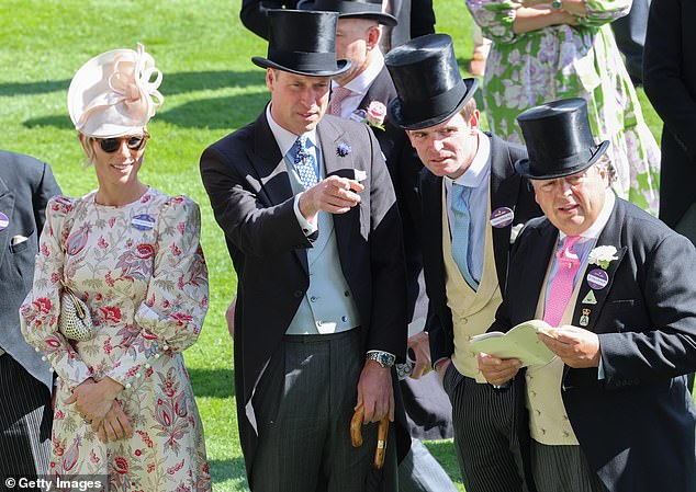 James (second from right) also attended this year's races with William and Zara Tindall