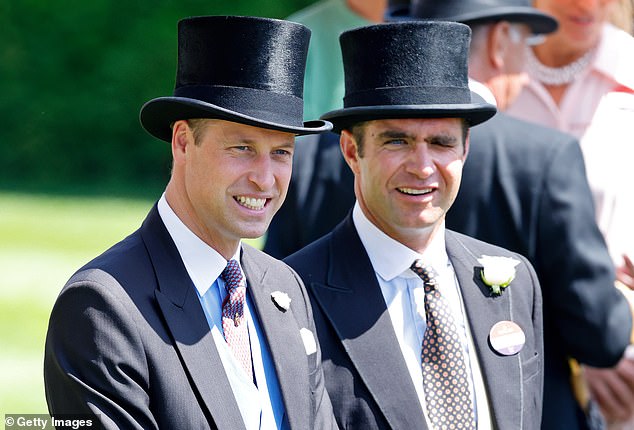 Oliver Baker is another close friend of Prince William and is the godfather of Prince George. He and his wife Mel attended the University of St Andrews with William and Kate. Above: William and Oliver at Royal Ascot last year