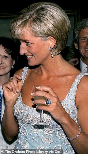 Diana owned a collection of aquamarines, including a striking emerald-cut cocktail ring