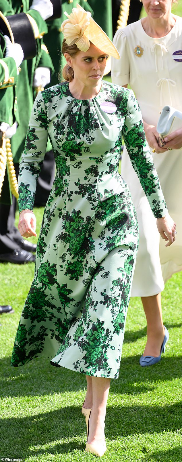 2024: Princess Beatrice was named as the best-dressed person in Britain by Tatler this year. She has been praised for being 'a beacon of sartorial elegance'. It is an amazing turnaround for the Princess, who was previously mocked for the Philip Treacy hat she wore to William and Kate's wedding in 2011. The headpiece was likened to a pretzel and even a toilet seat. Above: Beatrice wows on day four of Royal Ascot in June in a green floral 1950s-style Emilia Wickstead creation