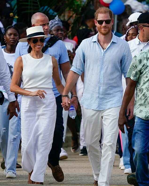 Prince Harry and Meghan arrive in San Basilio de Palenque, Colombia, on day three of their visit