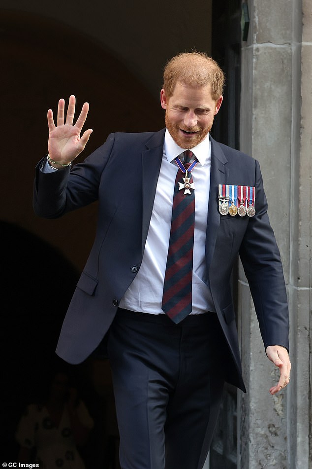 The Duke of Sussex , 39, travelled to Britain to mark the tenth anniversary of the Invictus Games in May