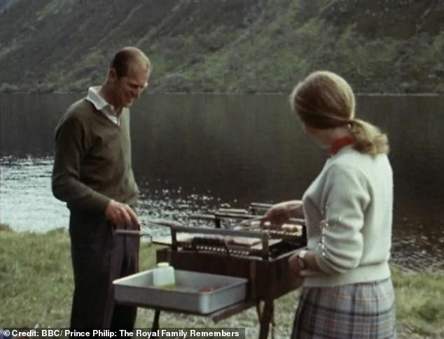 Prince Philip, known for his BBQs, enjoyed grilling food for his family. The Duke is pictured here with Princess Anne