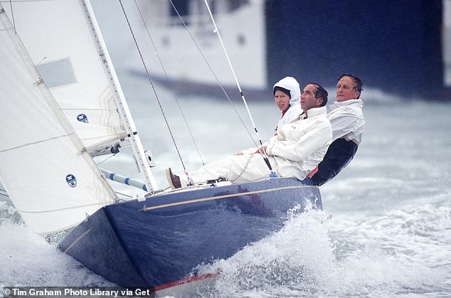 Princess Anne sailing on a boat in the Royal Lymington Yacht Club's annual regatta in 1979