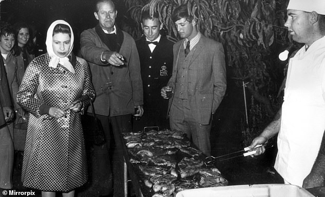 The late Queen Elizabeth and Prince Philip attending a BBQ in Canberra during the Royal Tour of Australia in April 1970