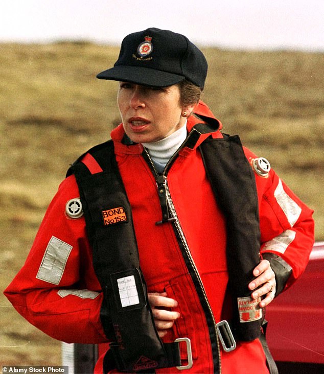 Princess Anne arriving on Fair Isle to visit the island's South Lighthouse