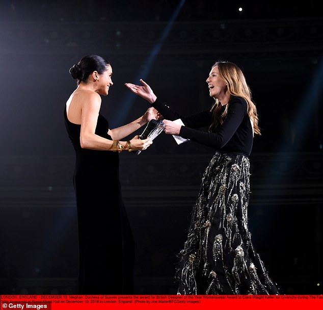 Clare and Meghan are close friends, and in December 2018,  a pregnant Meghan made a surprise appearance at the British Fashion Awards to give the designer an award