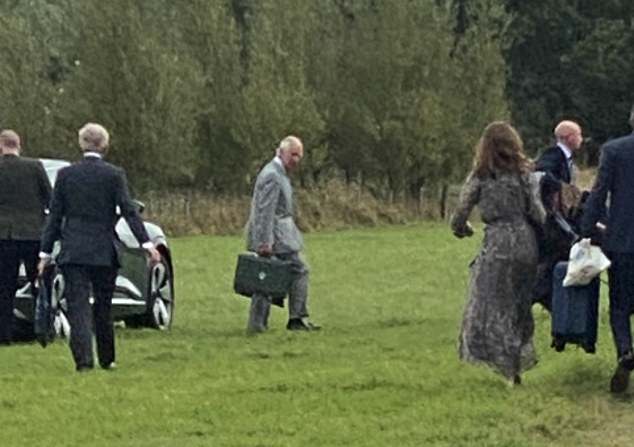 Charles, then the Prince of Wales, boards a helicopter from Dumfries House to get to Balmoral to see his ailing mother. A few hours later he would become the King