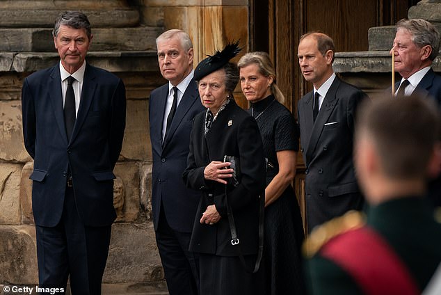 The family gather to see the Queen's coffin as it arrives at the Palace of Holyroodhouse in Edinburgh