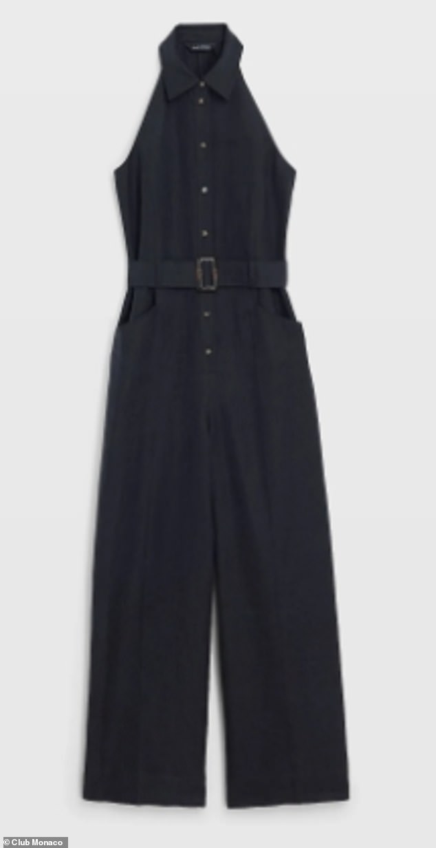 Putting on an elegant display, the mother-of-two kept it simple in a sleeveless collared jumpsuit from Canadian-brand Club Monaco, which specialises in luxury casual clothing