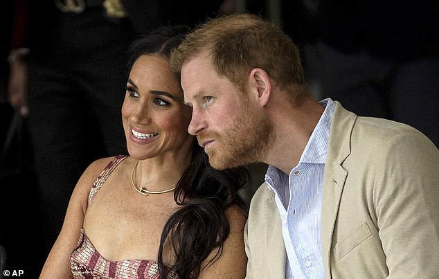 Prince Harry, pictured with wife Meghan in Colombian capital Bogota next month, is expected to discuss the launch of The Archewell Foundation Parents' Network, an initiative supporting parents whose children have suffered or died due to online harms.