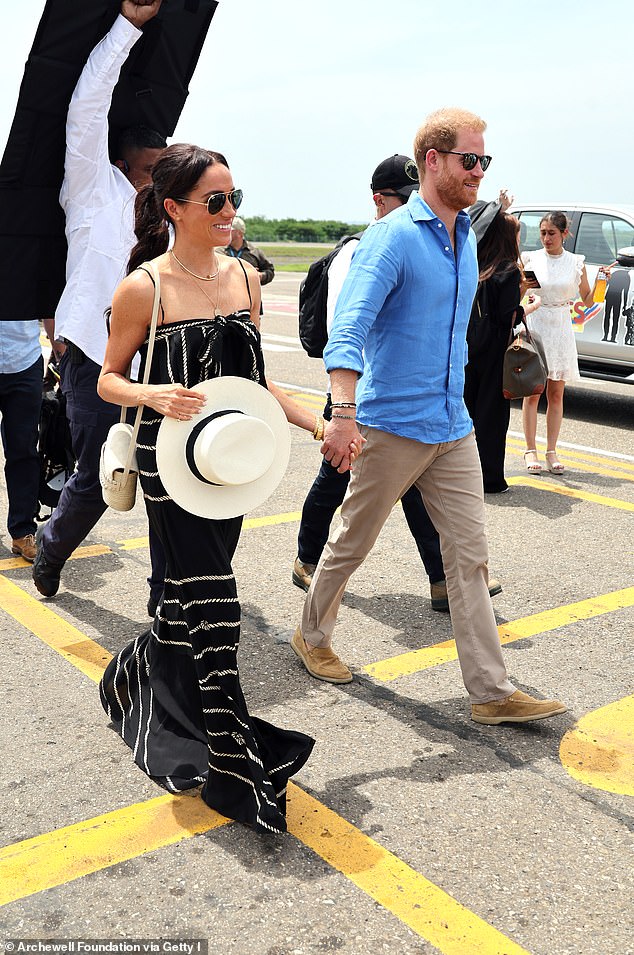 Meghan Markle and Prince Harry visit Cartagena, Colombia on August 17, one of three major Colombian cities they stopped at during the quasi-royal tour