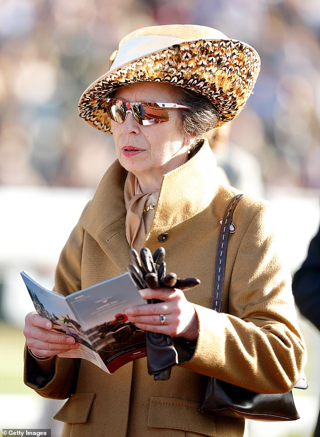 The Princess wore the same sunglasses for the Cheltenham Festival in 2015. She paired the sporty shades with a camel coat and feathered hat