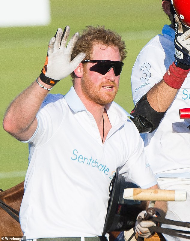 Prince Harry sporting a pair of black, quirky-cut lenses for a polo game in Cape Town in 2015