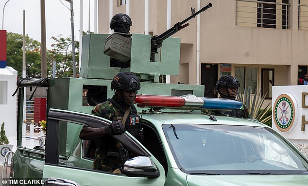 For their 72 hours 'private trip' Harry and Meghan had their own four-man security team which they  paid for themselves, and they were also given unprecedented security by Nigeria