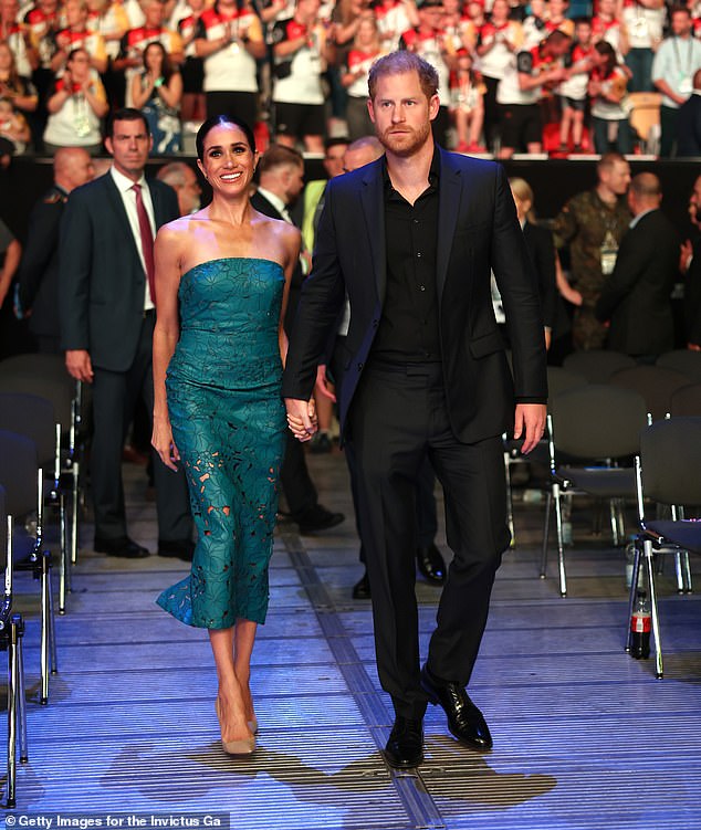 Prince Harry, Duke of Sussex, and Meghan, Duchess of Sussex attend the closing ceremony of the Invictus Games in Duesseldorf, last year