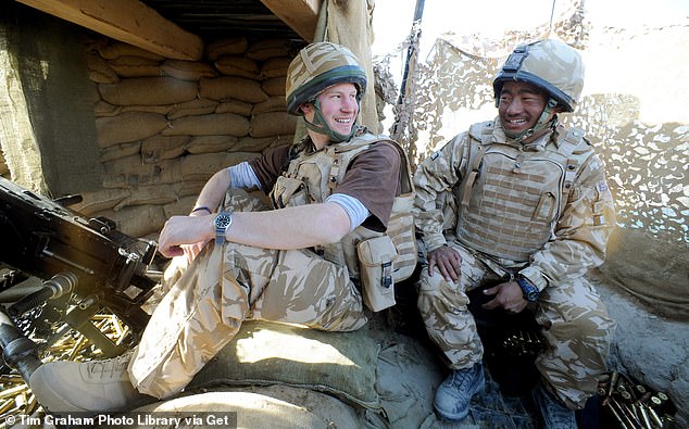 After returning home from his second tour in Afghanistan, Harry set up the Invictus Games (Pictured: Harry speaks with a Gurkha in Helmand in 2008)