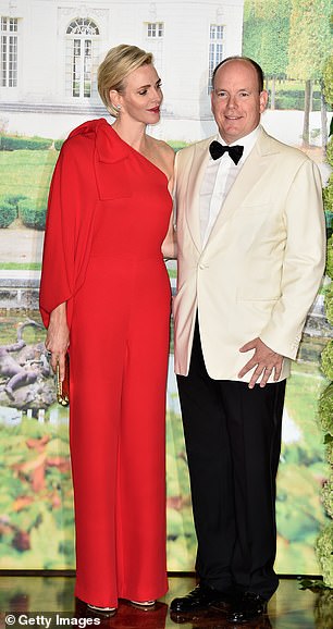 At the 2015 Monaco Red Cross Gala, Charlene made a lasting impression in a one-shoulder jumpsuit from Valentino