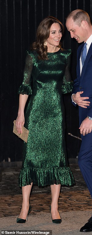 In 2020, Kate showcased the demure Falconetti silk-chiffon dress, costing £1,595, while visiting the Guinness Storehouse in Dublin