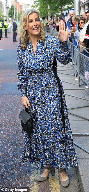 Sophie wore hers with Penelope Chilvers heels during visit to Northern Ireland for the Queen Elizabeth's Platinum Jubilee