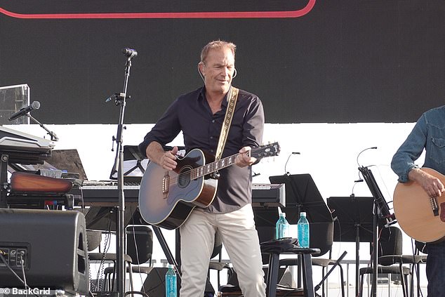 Kevin Costner, pictured performing, became emotional as he reminisced about visiting the polo field, now the site of his One805Live!