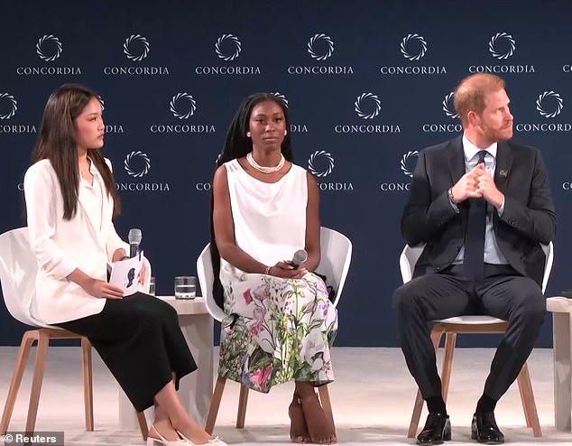 Harry interviewed Chiara Riyanti Hutapea Zhang from Indonesia and Christina Williams from Jamaica, who received The Legacy Award in memory of Diana, Princess of Wales