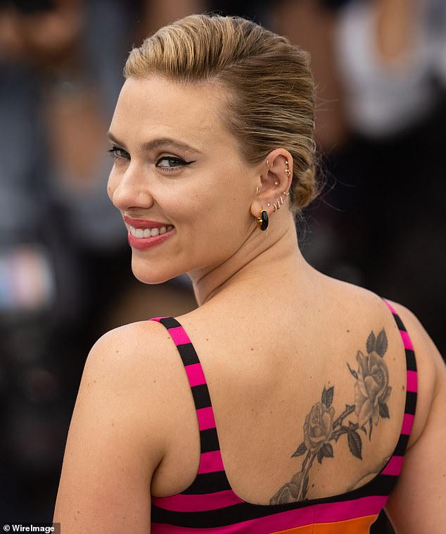 Meanwhile, Lord's Avengers gig stemmed from his personal connection with actress Scarlett Johansson, who commissioned him for a floral design on her back (pictured)