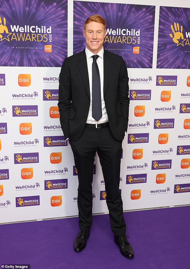 Olympian freestyle swimmer Tom Dean pictured on the purple carpet at the Wellchild awards