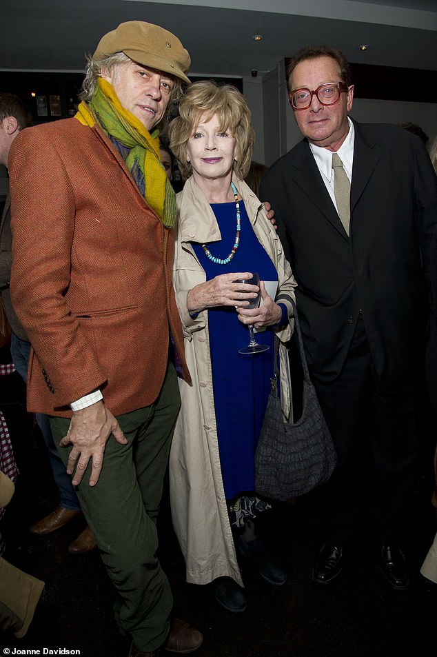 Maurice Saatchi (left of Edna O'Brien) says Bob Geldof (right) is 'pretty plain-spoken'