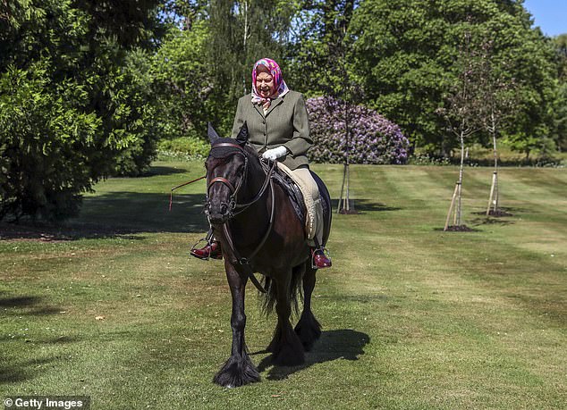 The Queen riding 14-year-old fell pony Balmoral Fern at 94 years old in 2020