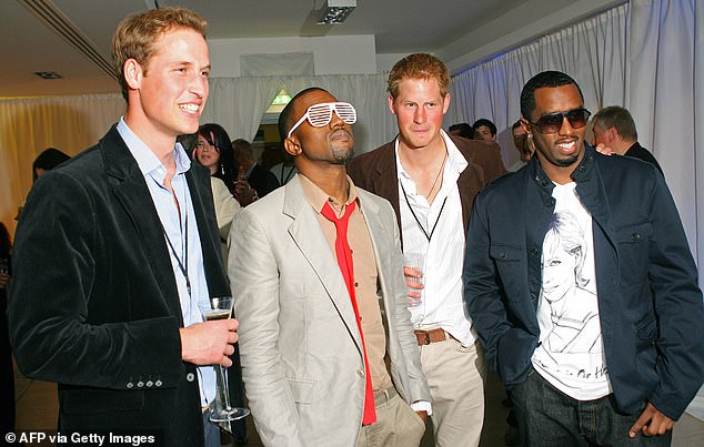 Diddy (right, pictured with the royal princes and Kanye West in 2007 at Wembley) said he hoped to go on a night out with the brothers back when they were 'young bucks'