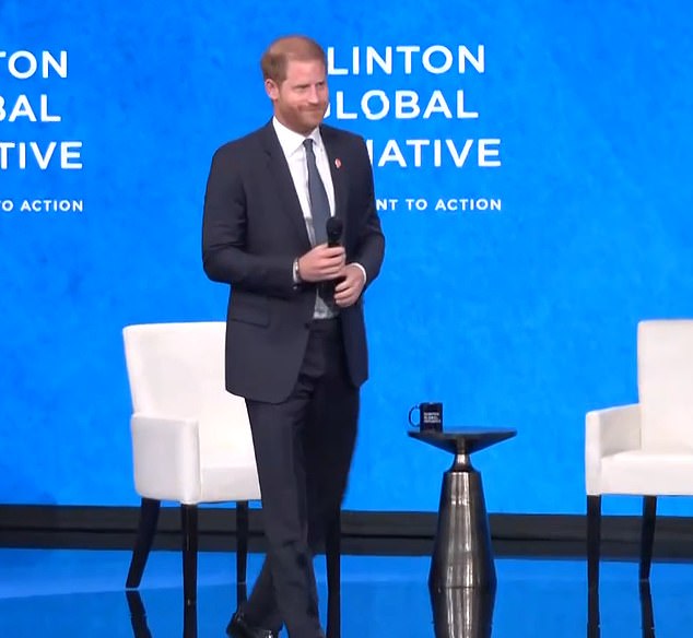 Prince Harry on stage at the 2024 Clinton Global Initiative event in New York today