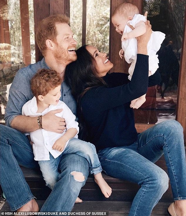 Prince Harry is away from his home of Montecito for eight days as he conducts a solo trip to the East Coast and the UK - but clearly, his family (pictured) have been on his mind during his visits