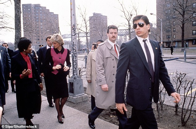 Princess Diana walking through the Henry Street Settlement in New York in 1989