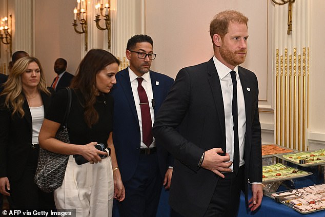 Harry departs the HALO Trust event celebrating Angola's leadership in landmine clearance