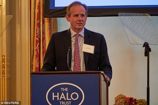 James Cowan, chief executive officer of Halo Trust, speaks at the event