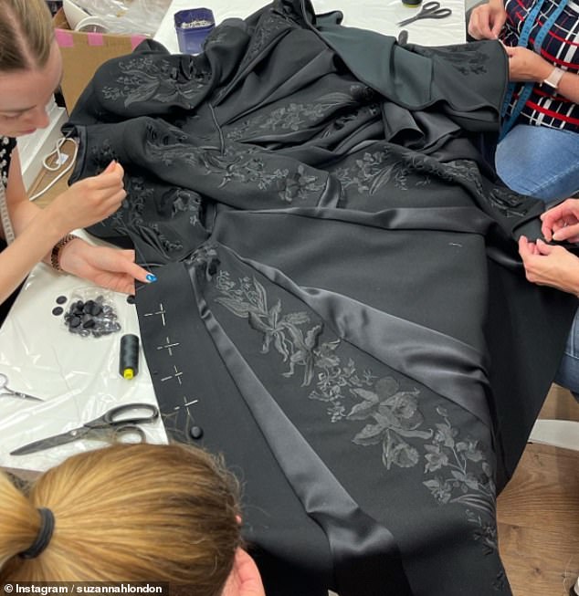 Sophie's stunning dress - and the patterns that paid tribute to the Queen - seen during its production