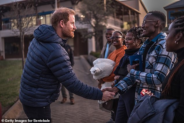 Harry arrives at a welcome event at Sentebale's Mamohato Children's Centre