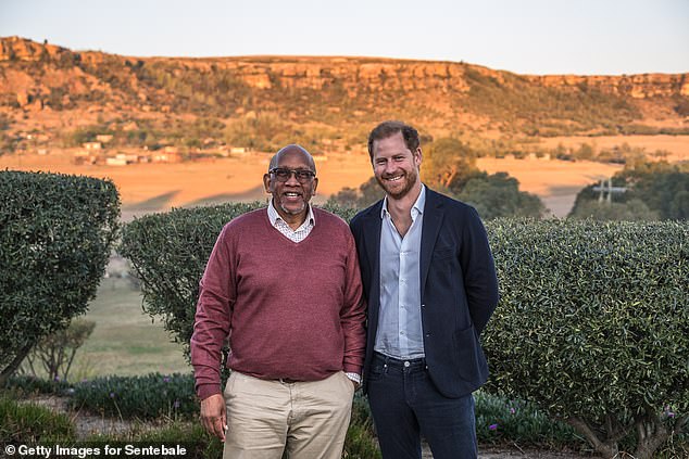 Prince Harry poses for a photo with his friend Prince Seeiso of Lesotho